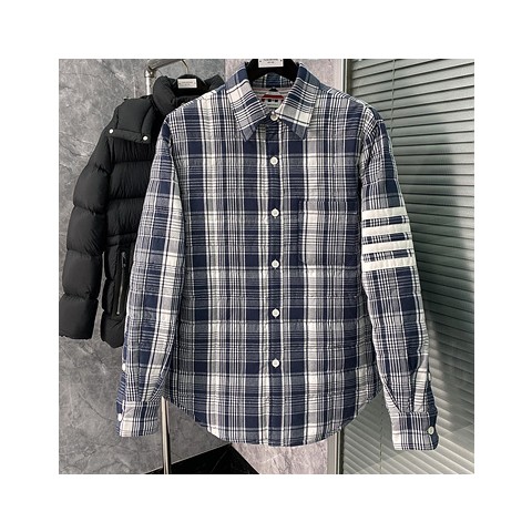 톰브라운 헤어라인 마드라스 체크 4-바 다운필드 셔츠 자켓 (매장가 400만원)