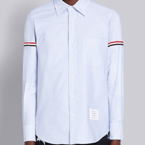 톰브라운 라이트 블루 옥스포드 유니버시티 스트라이프 RWB 암밴드 셔츠 (매장가 200만원)