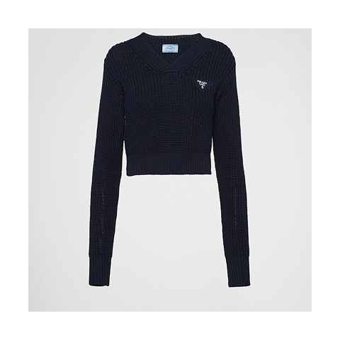 프라다 코튼 크루넥 블루 스웨터 (매장가 150만원)