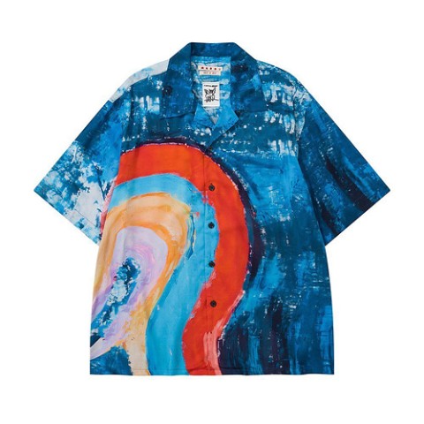 마르니 레인보우 프린트 장식 블루 코튼 티셔츠 (매장가 100만원)